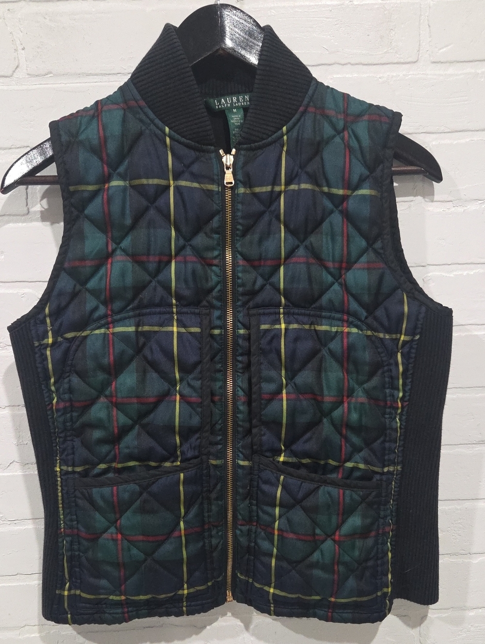 Lauren Ralph Lauren Quilted, Multi Pocket Plaid Vest